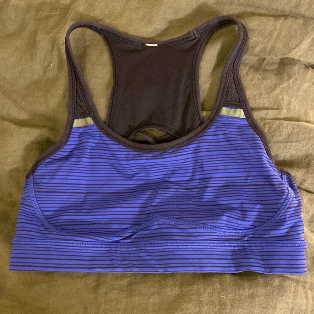 Lululemon blue striped sports bra